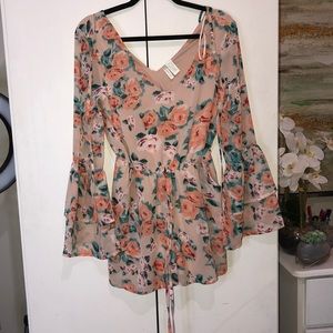 Blush Floral Romper W POCKETS!!